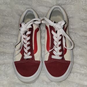 Vans Red and White Old Skool Sneakers